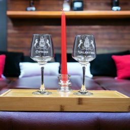 Set 2 pahare personalizate de vin, 295 ml, cuplu