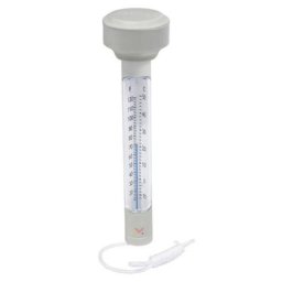 Termometru plutitor cu snur pentru masurarea temperaturii apei din piscine, 19 x 5 cm, Alb