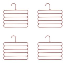 Set 4 umerase multifunctionale din plastic cu 5 pozitii pentru pantaloni, fuste, cravate, prosoape, care ajuta la economisirea s