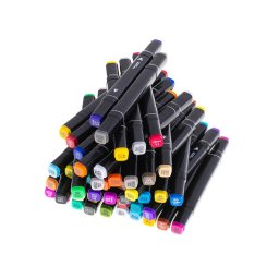 Set 48 Markere cu Alcool, 2 capete si geanta de depozitare, 15 cm, Multicolor, 14 x 11 x 17.5 cm
