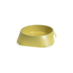 Castron, bol, pentru caine, pisica, suporti antiderapanti, PET reciclat, galben, marime S, 200 ml, 13x13x3.6 cm