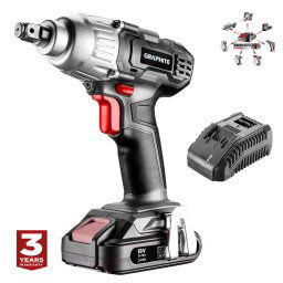 Masina de insurubat, de impact, cu acumulator 2 Ah, incarcator 18 V Li-ion, 180 Nm, 1/2"", Graphite Energy