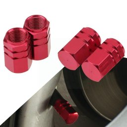 Set capacele auto pentru ventil hexagon rosu 4 buc