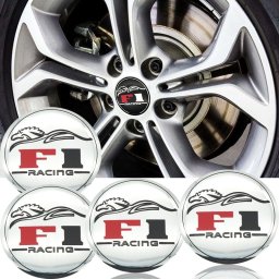 Set 4 buc. ornament central janta, model ""F1 Chrome"", diametru 5cm