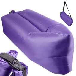 Saltea Autogonflabila ""Lazy Bag"" tip sezlong, 230 x 70cm, culoare Violet, pentru camping, plaja sau piscina