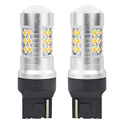 Set becuri auto cu LED CANBUS, 3030, 24SMD, compatibil T20, 7440, WY21W, Portocaliu, 12V / 24V, destinat competitiilor auto sau