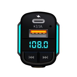 Modulator FM Akai FMT-32BT, USB-A, USB-C, Micro-USB, Lightning, Cablu, Bluetooth, afisaj LED