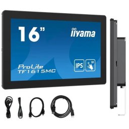 Monitor cu ecran tactil, Iiyama ProLite TF1615MC-B1, FHD, IPS /VGA HDMI DP/IP65, 16", Negru