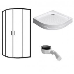 Set cabina dus semirotunda complet echipata Radaway Alienta A 80x80cm, negru mat