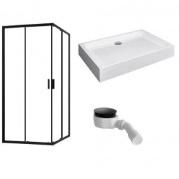 Set cabina dus dreptunghiulara complet echipata Radaway Alienta D 100x80cm, negru mat