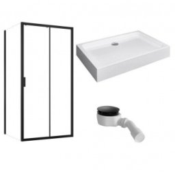 Set cabina dus dreptunghiulara complet echipata Radaway Alienta DWJ+S 120x90cm, negru mat