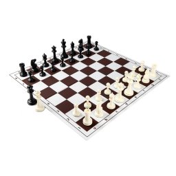 Combo set Master weighted: Tabla sah PVC alb Maro +Piese de sah din plastic no. 6 Master