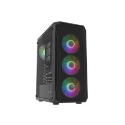Carcasa SHOBO SH4F, RGB, Middle Tower, Fara sursa, ATX, Micro ATX (uATX), Mini ITX, Negru