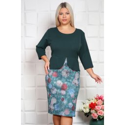 Rochie cu peplum Zena verde brad