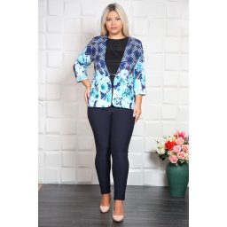 Compleu elegant sacou si pantalon Evelin turcuaz