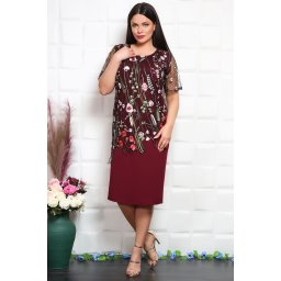 Rochie de ocazie Darina cu broderie florala bordo