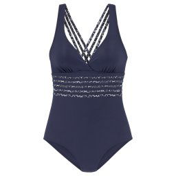 LASCANA Costum de baie întreg albastru marin / gri metalic / gri deschis