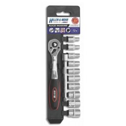 Set chei tubulare cu clichet, 1/4"", otel Cr-V, 12 piese, 4-13 mm, Dedra