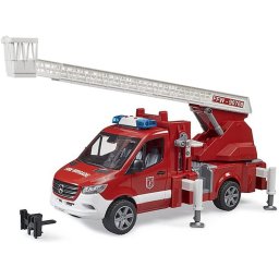 bruder MB Sprinter fire brigade with light & sound module, model vehicle (red/white, turntable ladder, pump)