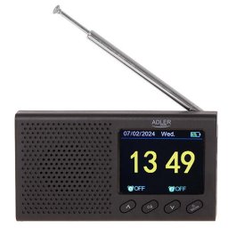 Radio portabil FM, Bluetooth, ecran LCD 2.4 inch, alarma dubla, baterie Li-Ion, negru