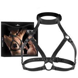 Fetish Submissive Bondage Adjustable Chest Harness Black