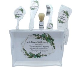 Set 2in1 Gatit Mireasa si Mire, Frunze Verzi, model personalizat, 6 piese - FEIS402033