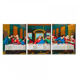 Set 3 picturi pe numere, cu sasiu, Cina cea de taina - da Vinci, 120x50 cm