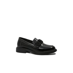 Pantofi loafer damă Pass Collection negri din lac cu baretă elastică OTR840006-39 EU
