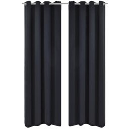Draperii opace cu inele metalice, 2 buc., negru, 135 x 245 cm GartenMobel Dekor