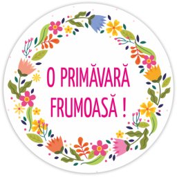 Rola etichete autoadezive personalizate, Buline O primavara frumoasa, floral , diametru 40 mm, 1000 buc rola
