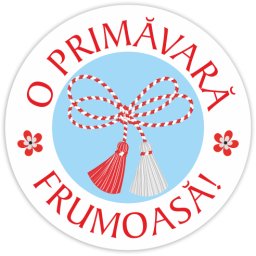 Rola etichete autoadezive personalizate, Buline O primavara frumoasa, martisor , diametru 40 mm, 1000 buc rola