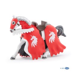 Figurina Papo - Personaje medievale, Cal cu armura rosie