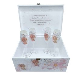 Set 4 pahare botez + Cutie pentru amintiri, Balloons, model personalizat - FEIS402040