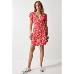 Happiness İstanbul Women's Orange Patterned Viscose Woven Dress