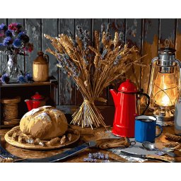 Set pictura pe numere, cu sasiu, Belsug si bunatate, 40x50 cm