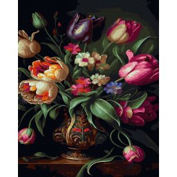 Set pictura pe numere, cu sasiu, Lalele luxuriante, 40x50 cm