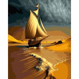 Set pictura pe numere, cu sasiu, Barca la mal, 40x50 cm