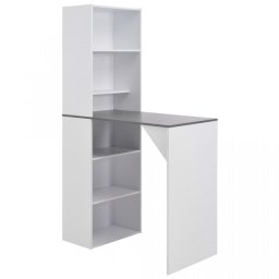 Masă de bar cu dulap, alb, 115 x 59 x 200 cm