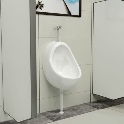 Pisoar de perete cu supapa pentru spalare, alb, ceramica GartenMobel Dekor