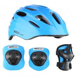 Set Casca si Protectii Nils Extreme MTW01, Albastru