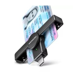 Card reader Card reader CRE-SMPC, USB-C, Smart Card, PocketReader, Negru