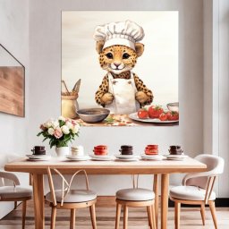 Tablou Canvas Leopardul Chef in Bucatarie DGP69 (Optiuni Tablou: 40x40cm)