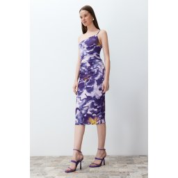 Trendyol Limited Edition Purple Bodycon Midi One Shoulder Adjustable Strap Knit Dress