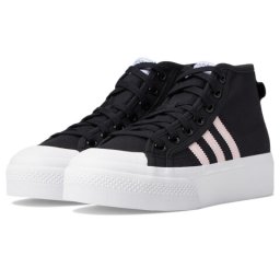 adidas Originals Kids Nizza Platform Mid (Big Kid) BlackClear PinkWhite