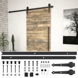 Set feronerie pentru usi glisante SKIEN, negru, 200 cm, otel GartenMobel Dekor