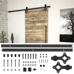 Set feronerie pentru usi glisante SKIEN, negru, 183 cm, otel GartenMobel Dekor