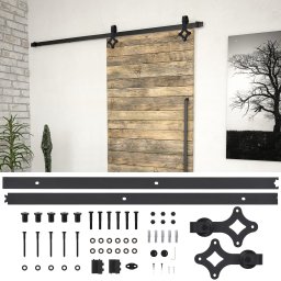 Set feronerie pentru usi glisante SKIEN, negru, 200 cm, otel GartenMobel Dekor