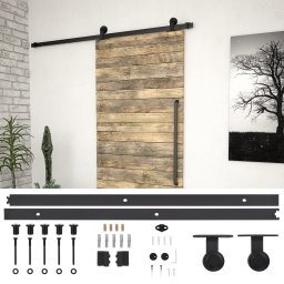 Set feronerie pentru usi glisante SKIEN, negru, 183 cm, otel GartenMobel Dekor