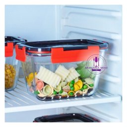 Vas termorezistent rectangular cu capac plastic CLICK 1.35 L