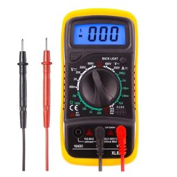 Aparat masura multimetru digital XL830L, DC/AC, Tranzistor, OHM, Diode test, Data hold, negru-galben